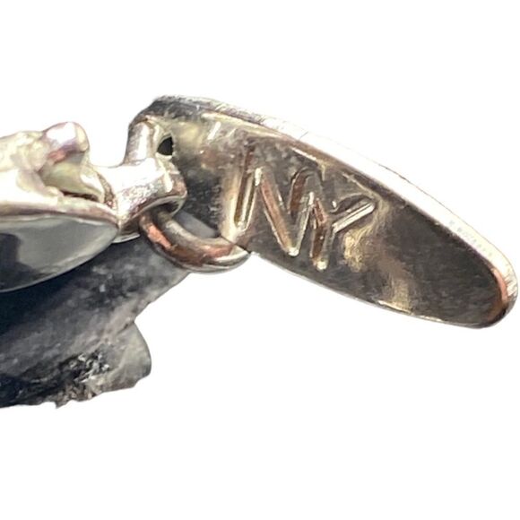 NY & Co Spun Glass with yellow striping TearDrop emerald shape Bib Necklace - Picture 4 of 8